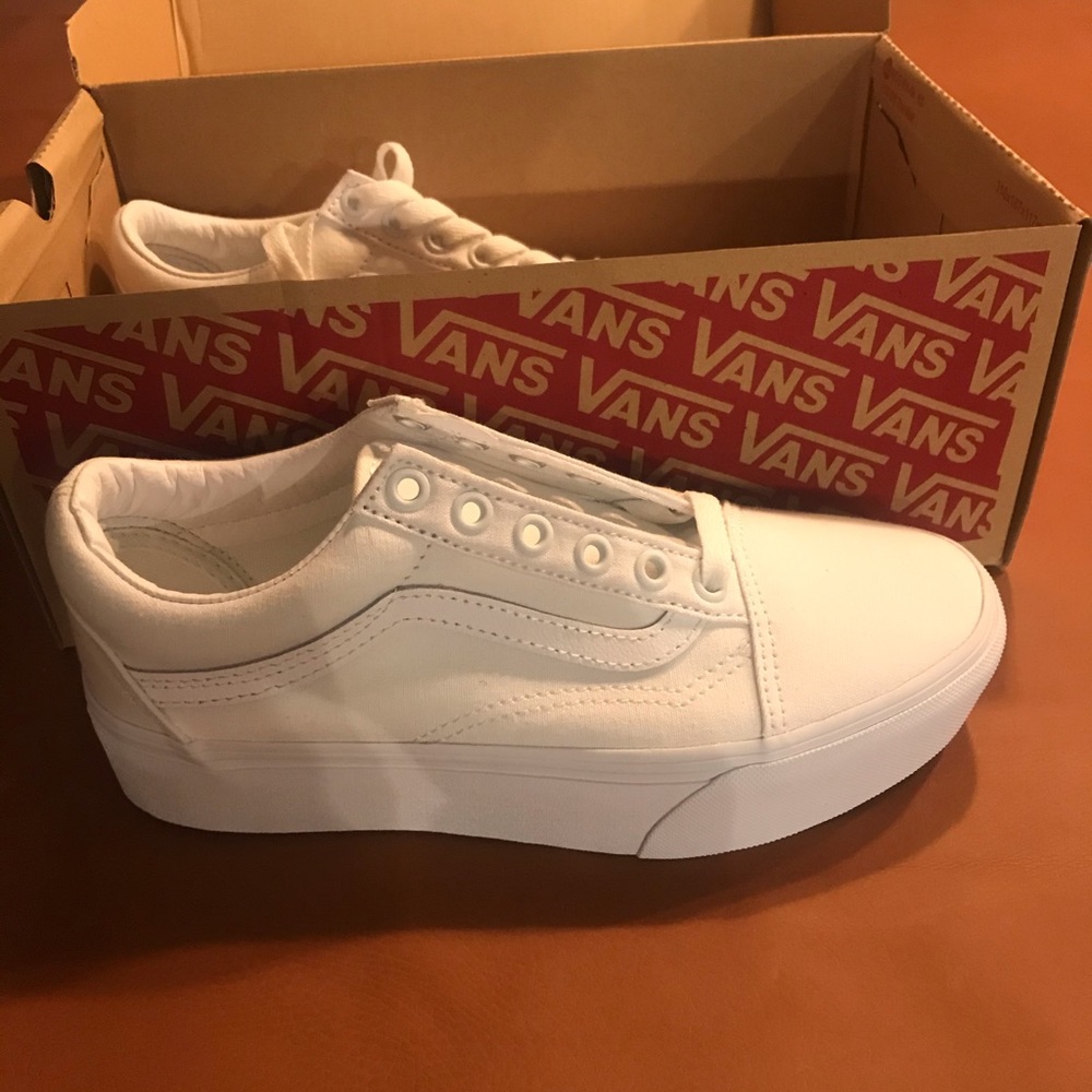 Brand new white vans platform sneakers